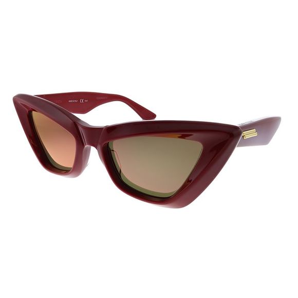 New Bottega Veneta BV 1101S 005 Red Plastic Cat-Eye Sunglasses Red Mirror Lens - Picture 1 of 3